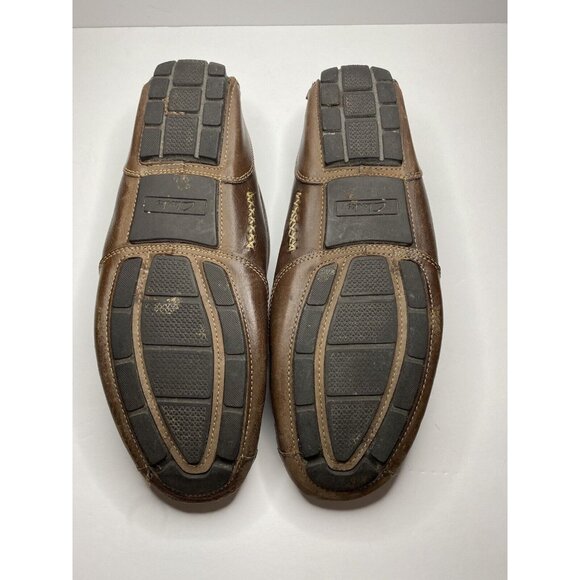 CLARKS Leather Brown Sz 11.5 M Men Driving Moccasin Loafers Slip-on Casual - Picture 8 of 12